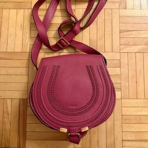Chloe Small Marcie Saddle Bag (Pink/Red)